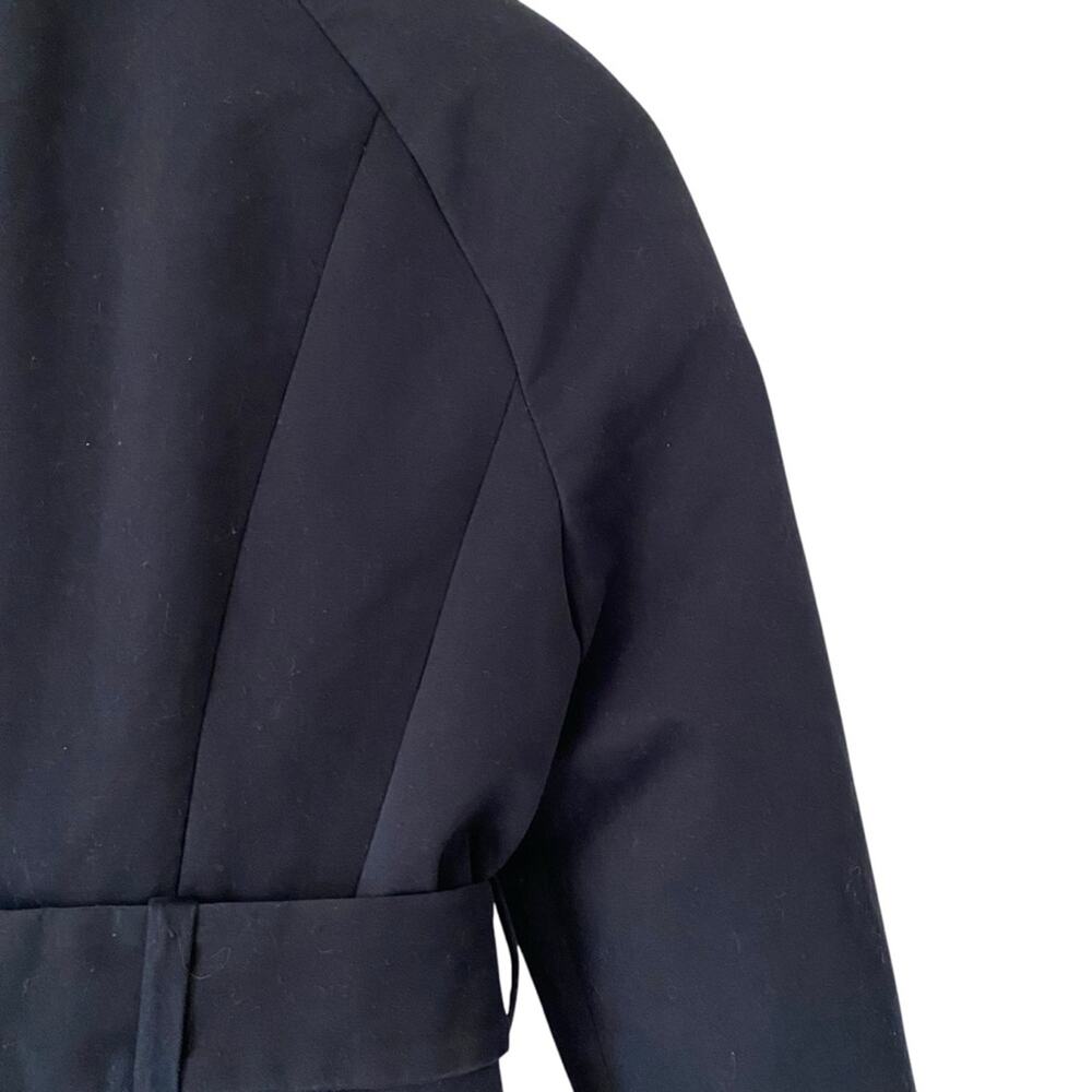Mademoiselle Tara Jarmon Navy Blue Belted Trench Coat size 36 US size small - Picture 5 of 7